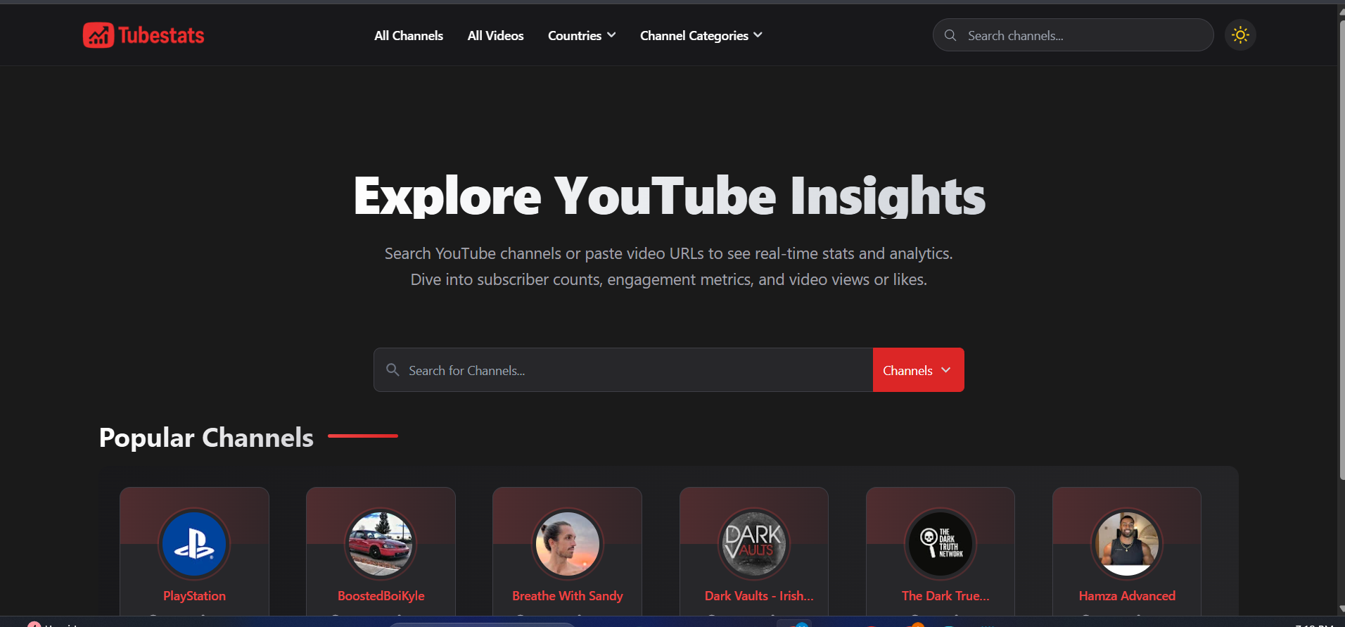 TubeStats Analytics Platform