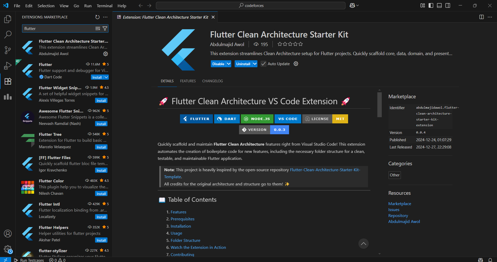 Flutter Clean Architecture VS Code Extension